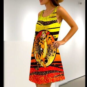 Disney’s Vibrant Orange and Yellow Sleeveless Tigger plus size Dress NWT